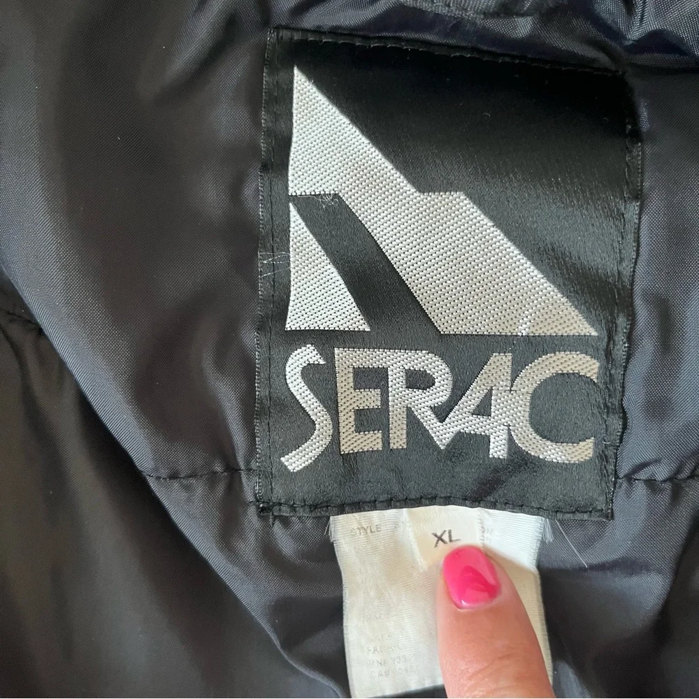 Serac Men’s Red and Black Winter Jacket Pockets Logo Zip & Snap Front